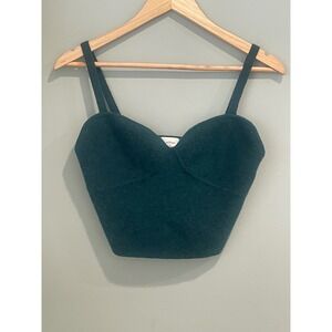 Wilfred Teal Green Textured Bustier Crop Top Sweater XL